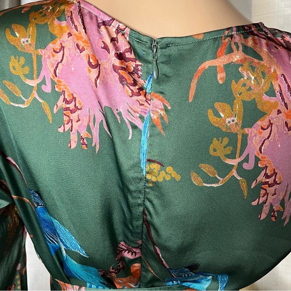 Caballero Floral Green Satin Dress - Picture 7 of 15